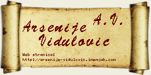 Arsenije Vidulović vizit kartica